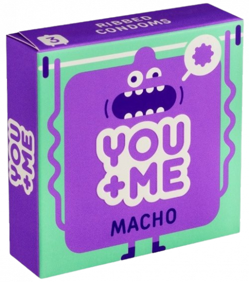 You Me MACHO - vrúbkované kondómy (3 ks)