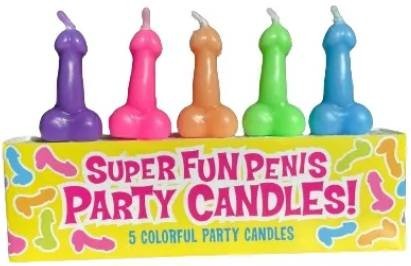 Farebné sviečky na tortu Party Penises (5 ks)