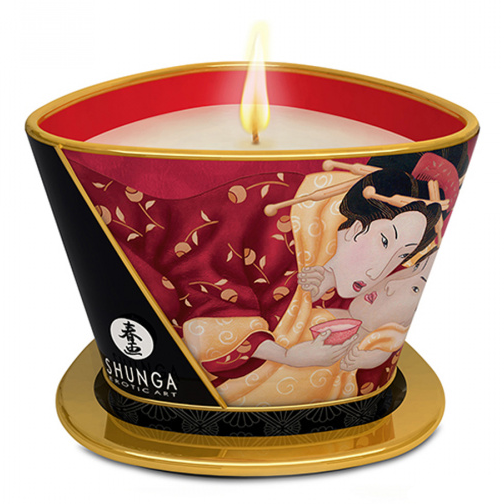 Shunga libido stimulujúca masážna sviečka Sparkling Strawberry (170 ml)