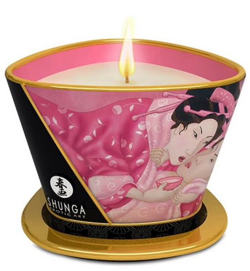 Shunga libido stimulujúca masážna sviečka Magic Rose (170 ml)