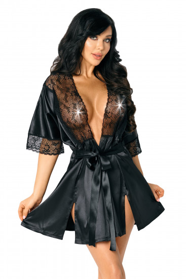 Čierny župan Satin Seduction
