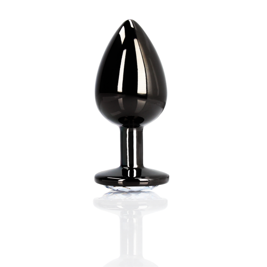 Análny kolík s drahokamom - Veľký - Gunmetal/Diamond