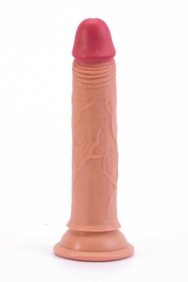 7" Dvojvrstvový Silikónový Prírodný Penis Telová Farba