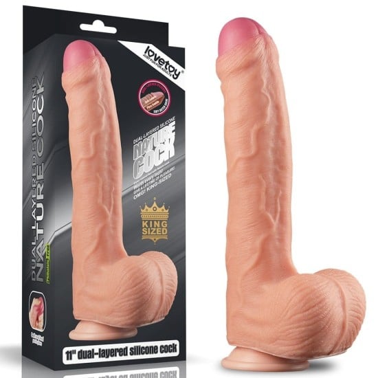 11” Dvojvrstvový platina silikónový penis