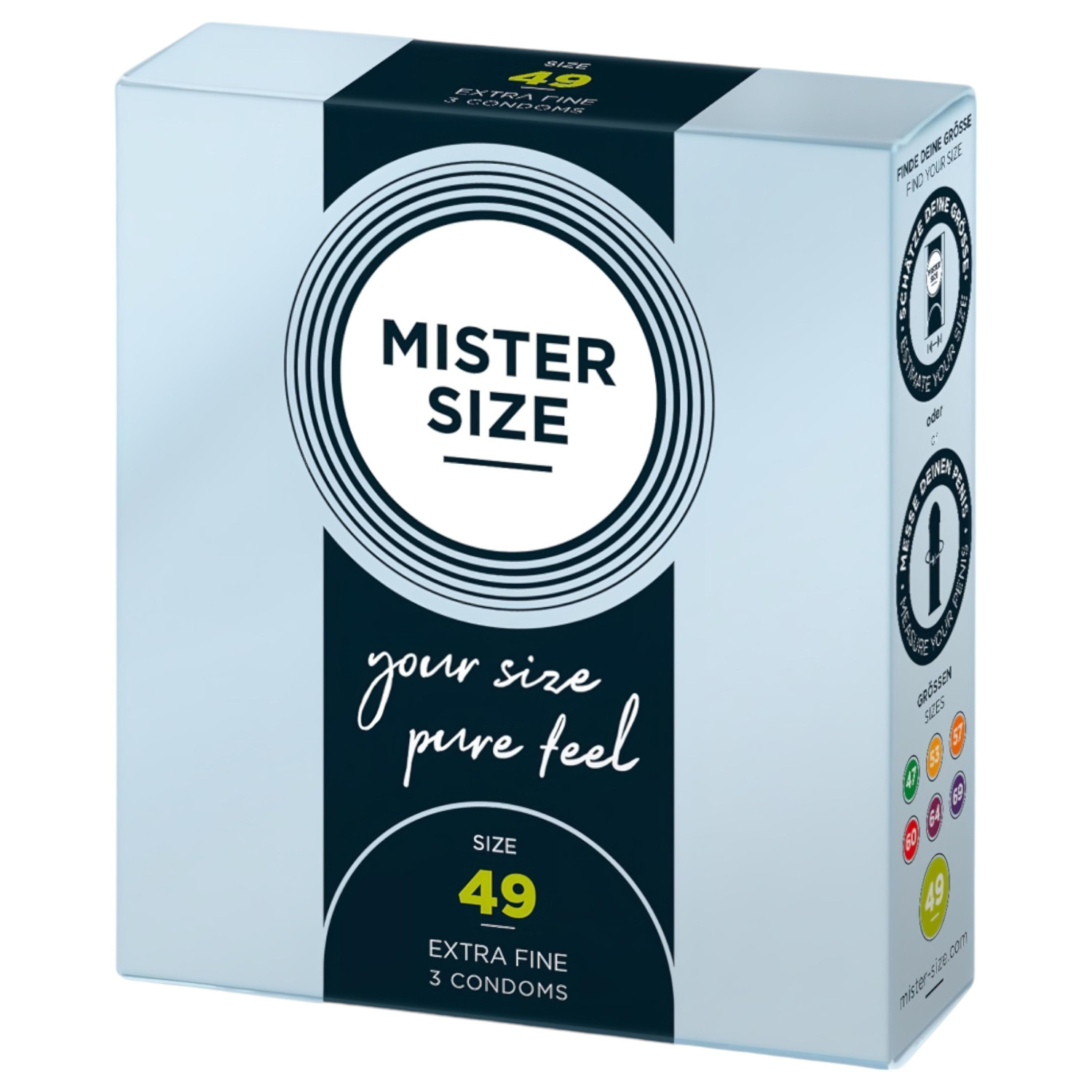 Mister Size - tenký kondóm - 49mm - 3 ks