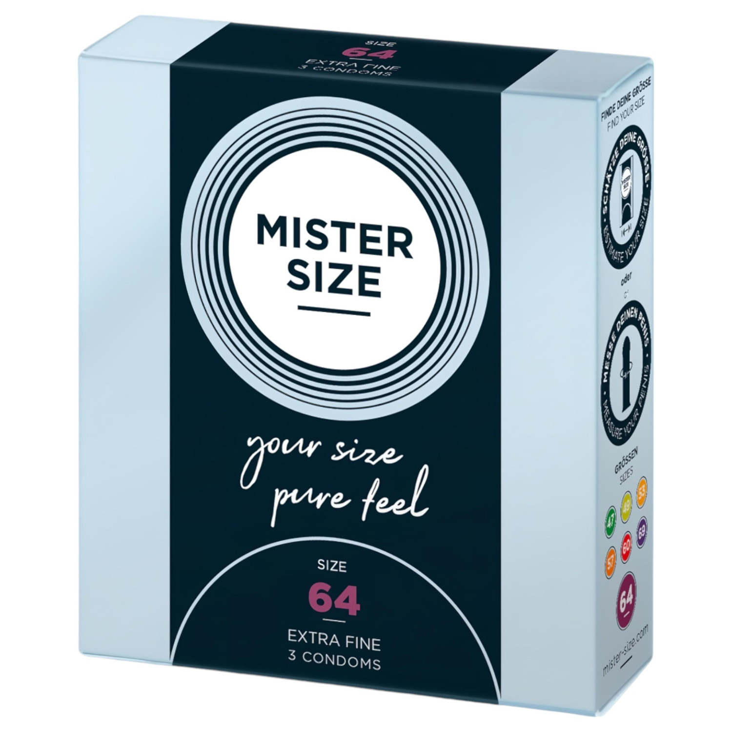 Mister Size - tenký kondóm - 64 mm - 3 ks