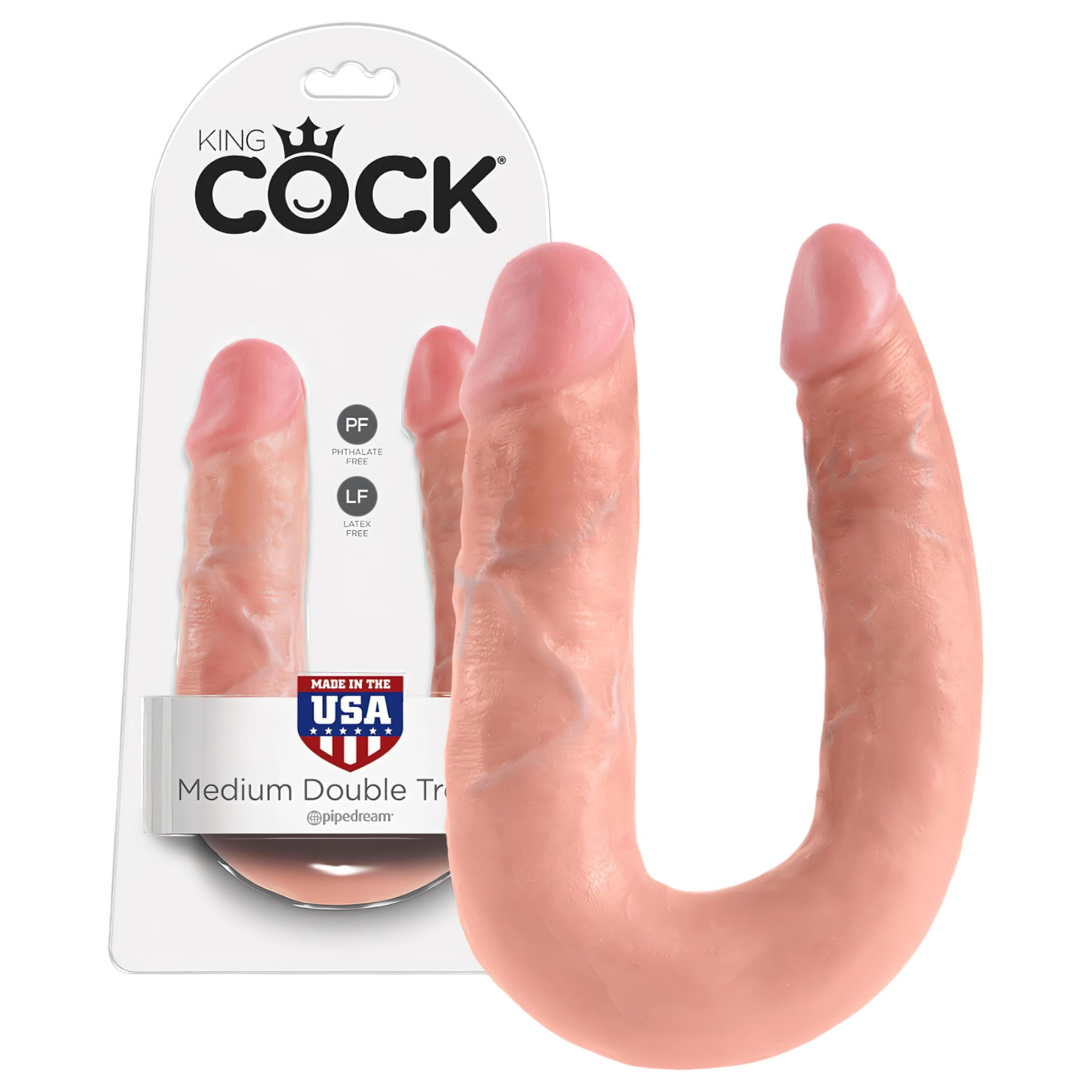 King Cock dvojitý dildo (stredný) - prírodný
