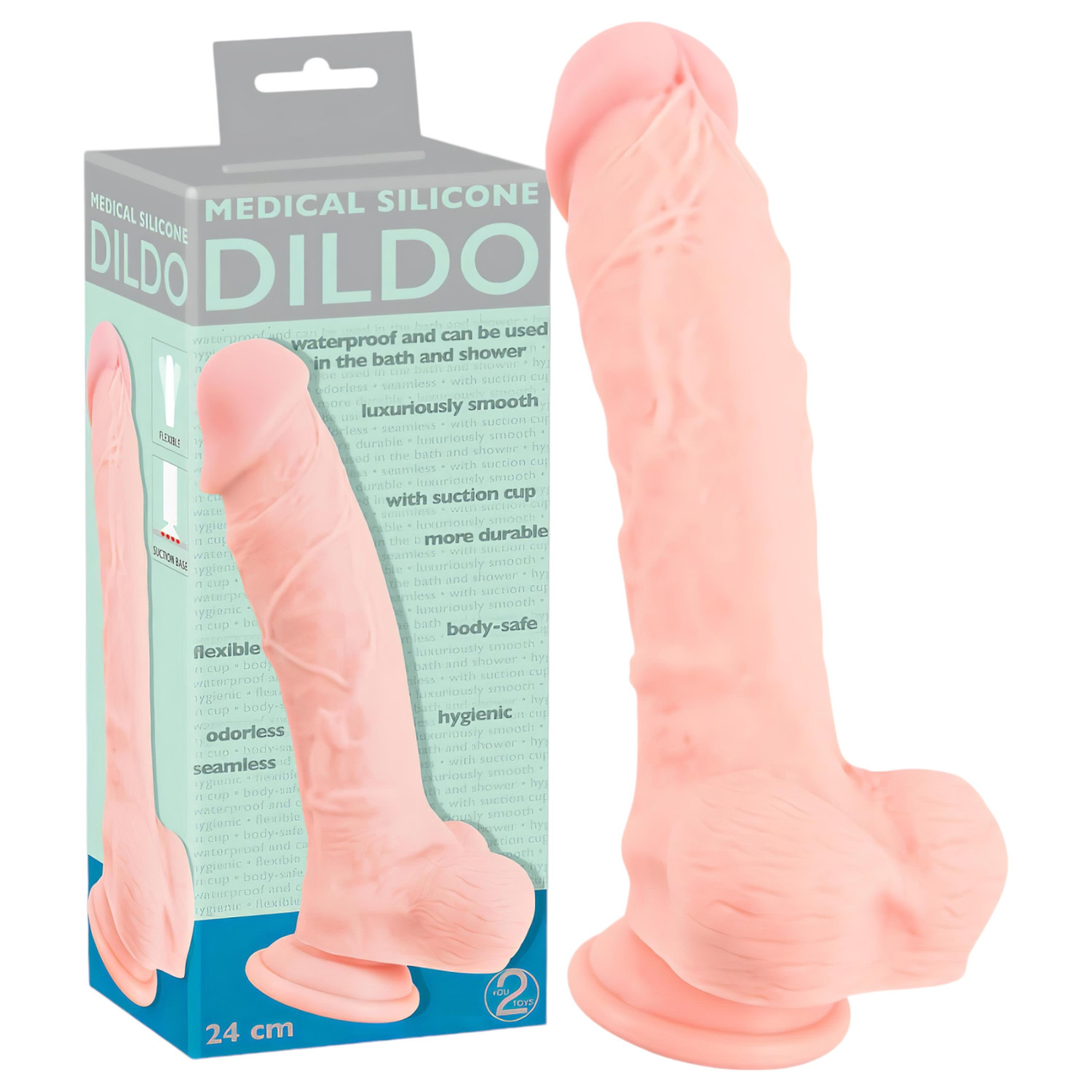 Lekársky - silikónový dildó (24 cm) - prirodzený