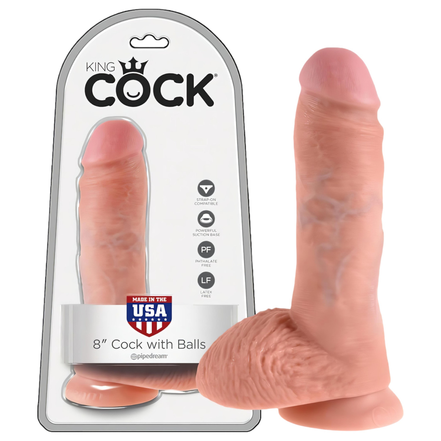 King Cock 8 semenný dildo (20 cm) - prírodný