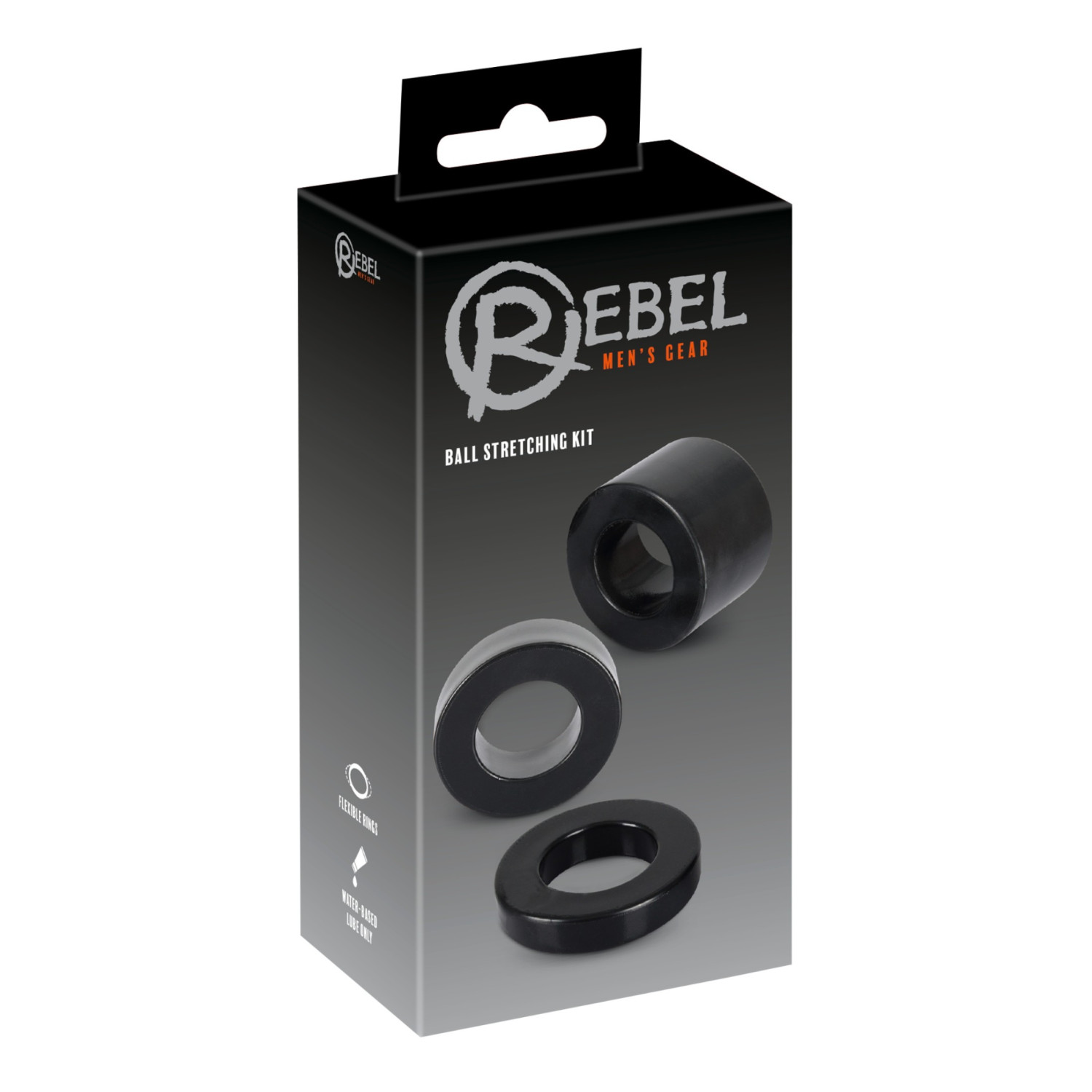 Rebel Ball - erekčný krúžok na penis a semenníky - čierny set