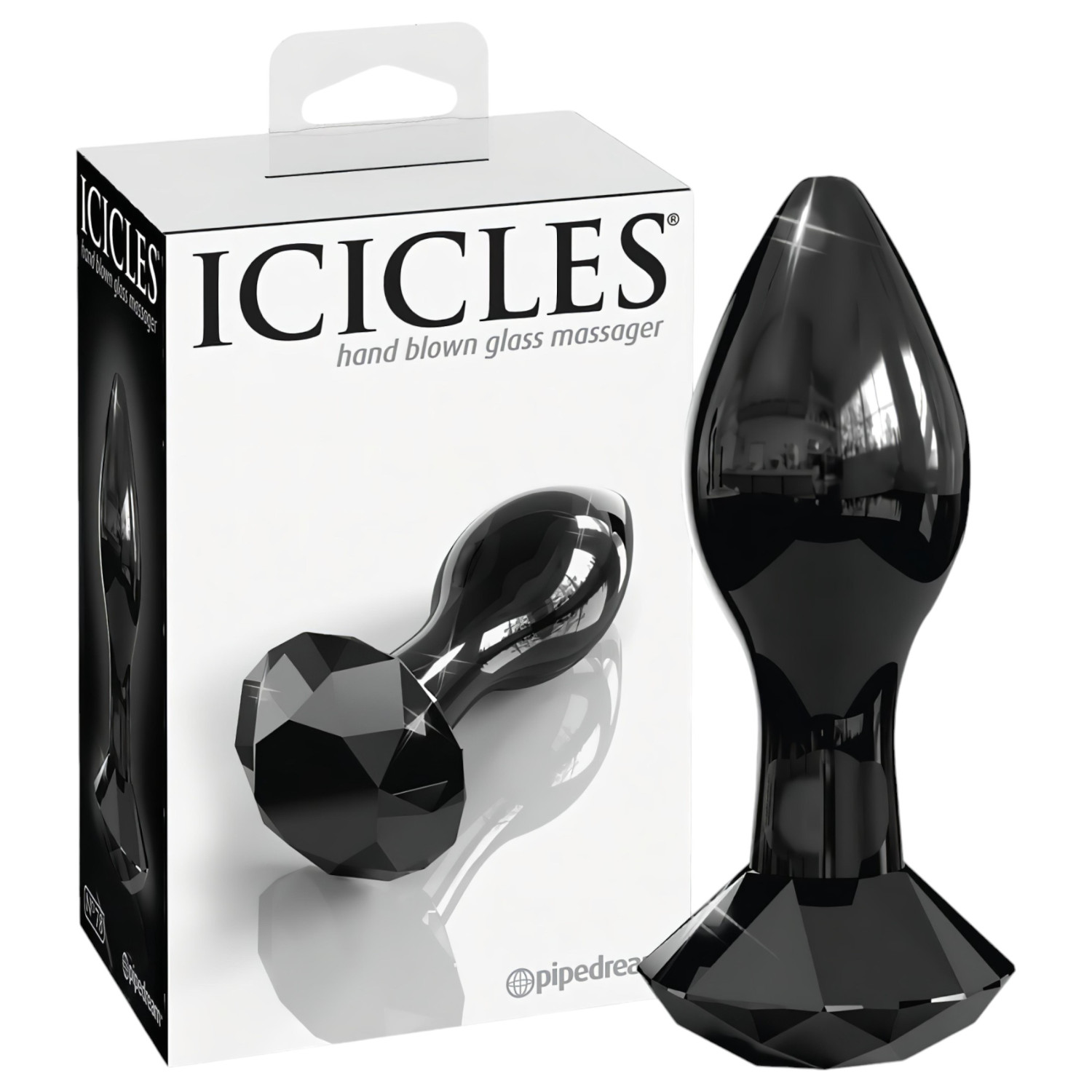 Icicles No. 78 - kužeľový sklenený anál plug (čierny)