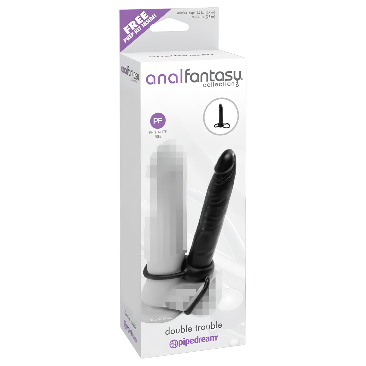 analfantasy Double Trouble - pripínací análny dildo (čierny)