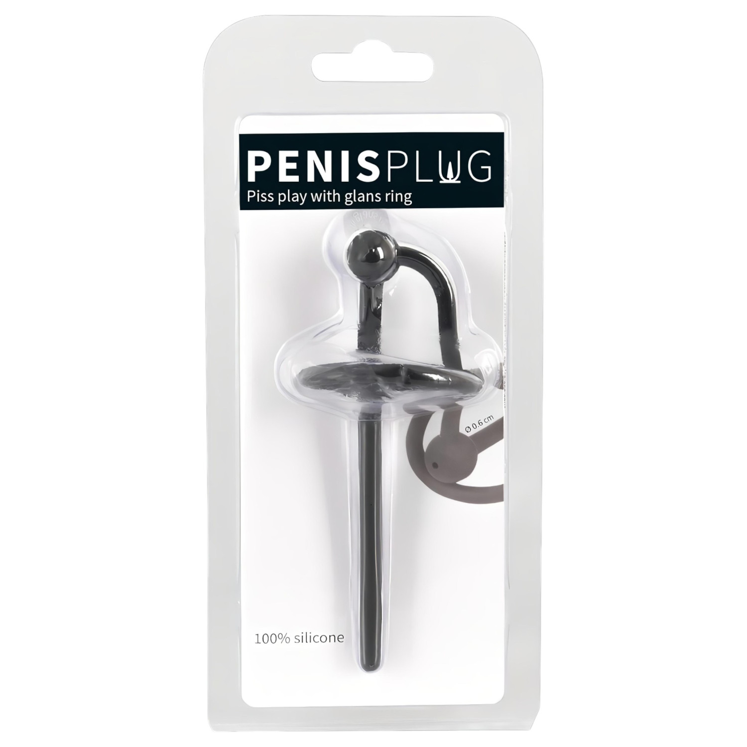 Penisplug - dilatátor na penis s dutinou - silikónový krúžok na žaluď - čierny