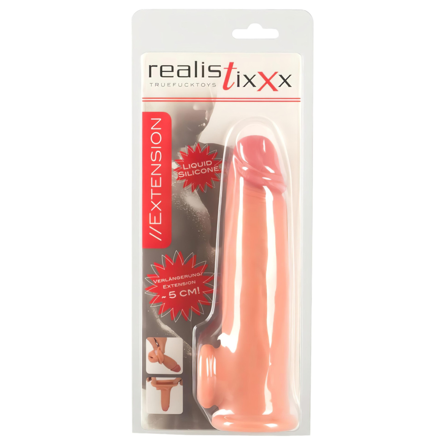Realistixxx - návlek na penis s krúžkom - predĺženie 19 cm - telová farba