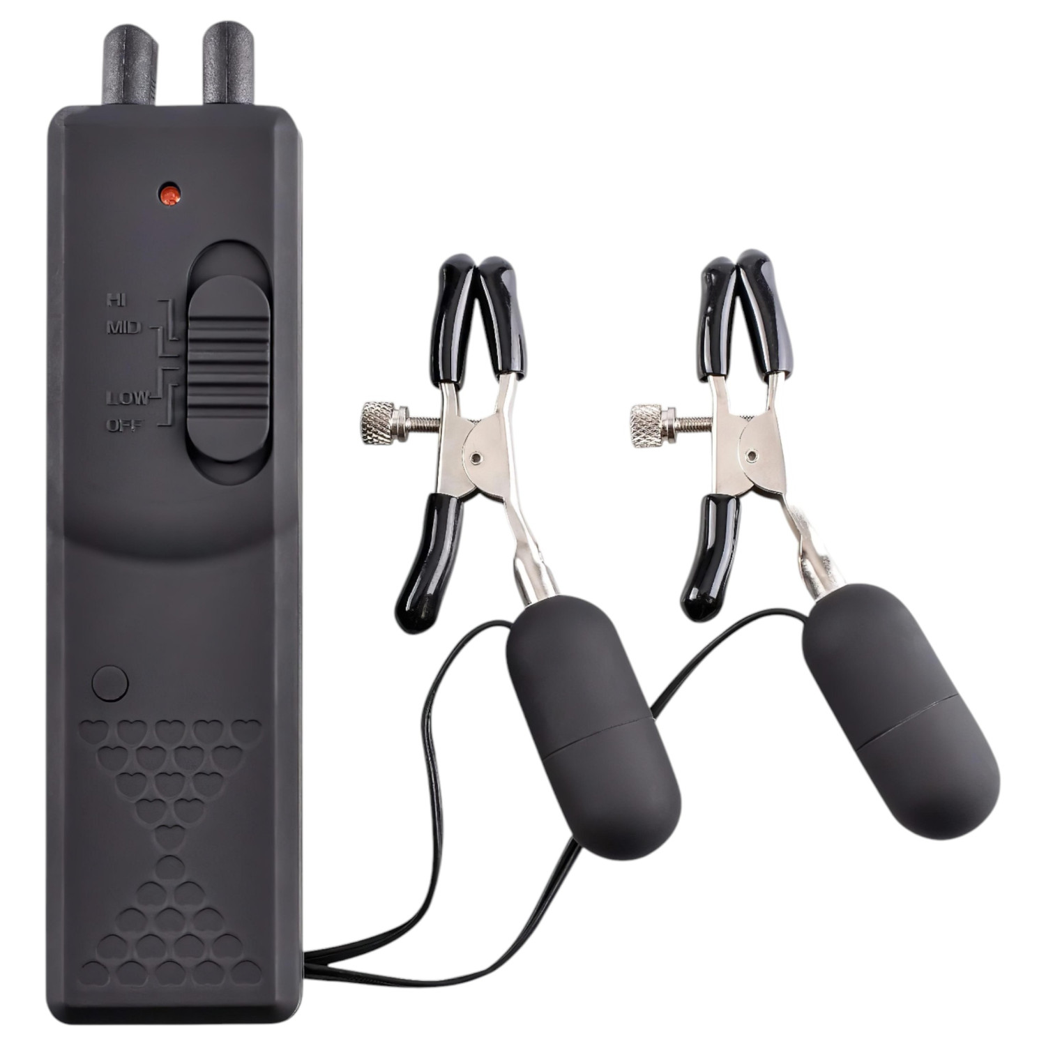 Fetish - vibračné svorky na bradavky - čierne