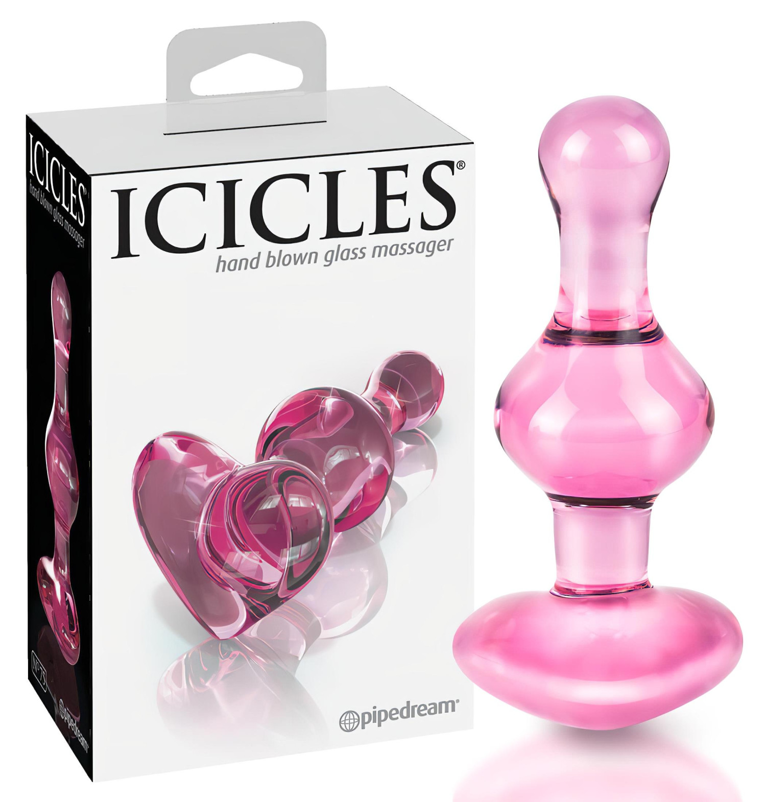Icicles No. 75 - análny kolík srdce - sklo - ružový