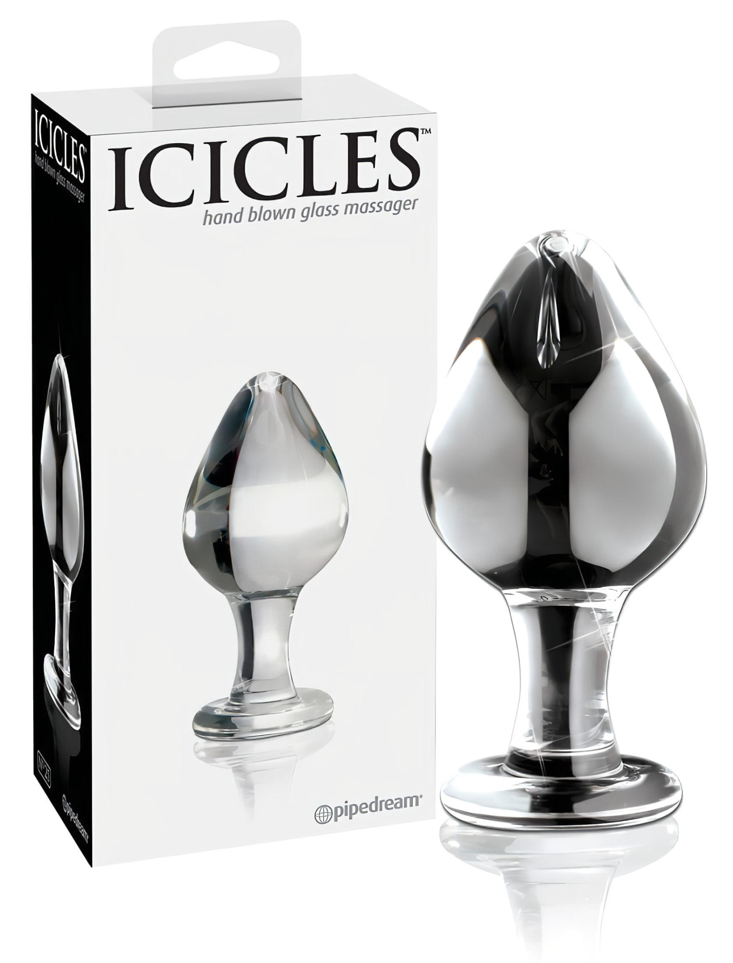 Icicles No. 25 - análny kolík - sklo - kužeľový - priehľadný