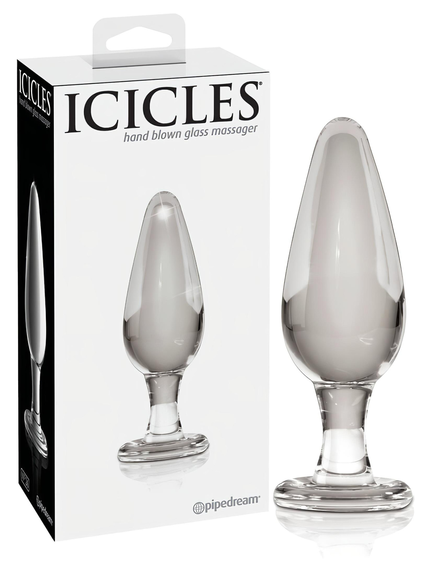 Icicles No. 26 - análny kolík - sklo - číry - kónický tvar
