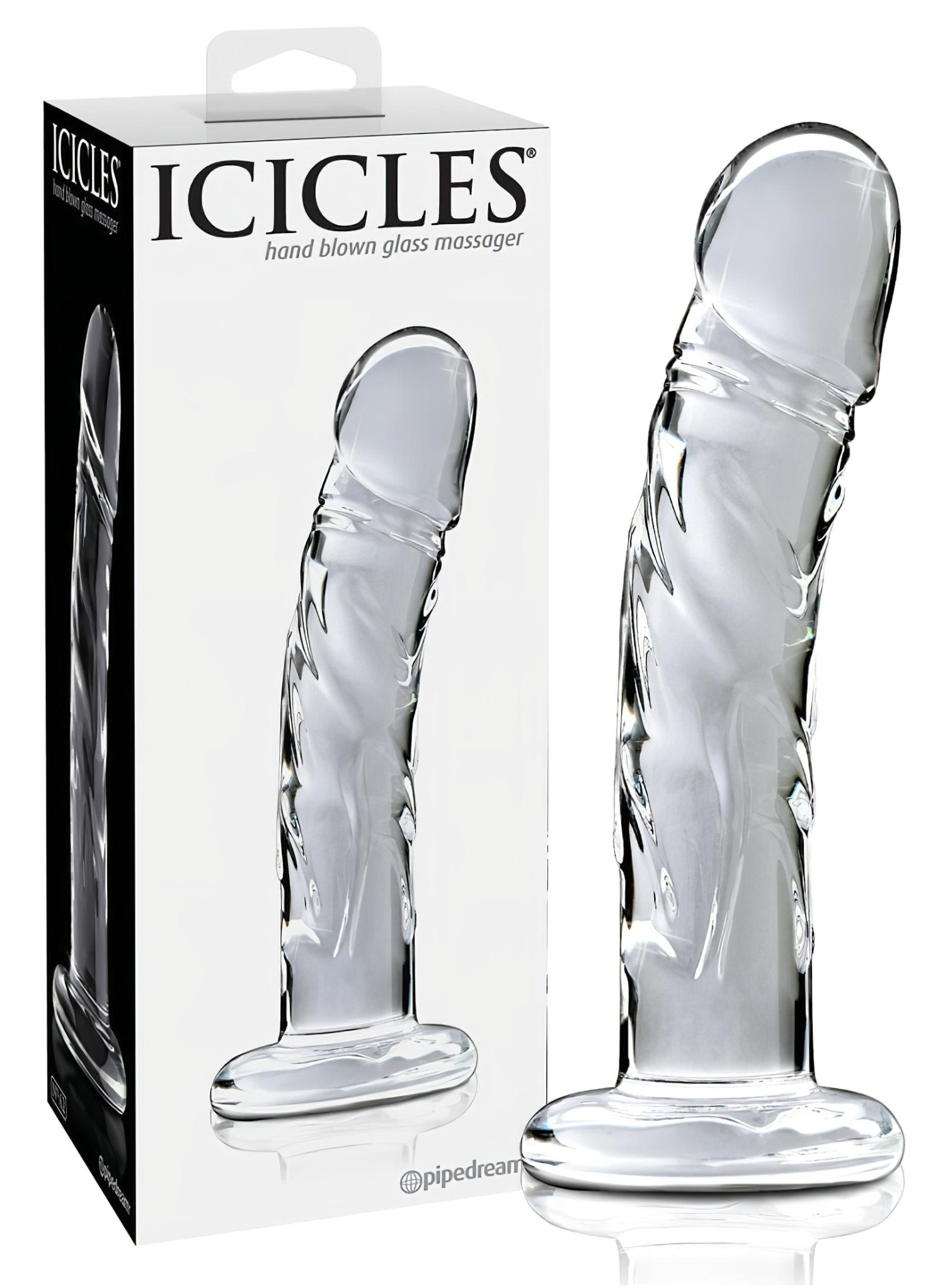 Icicles No. 62 - sklenené dildo s penisom - číre