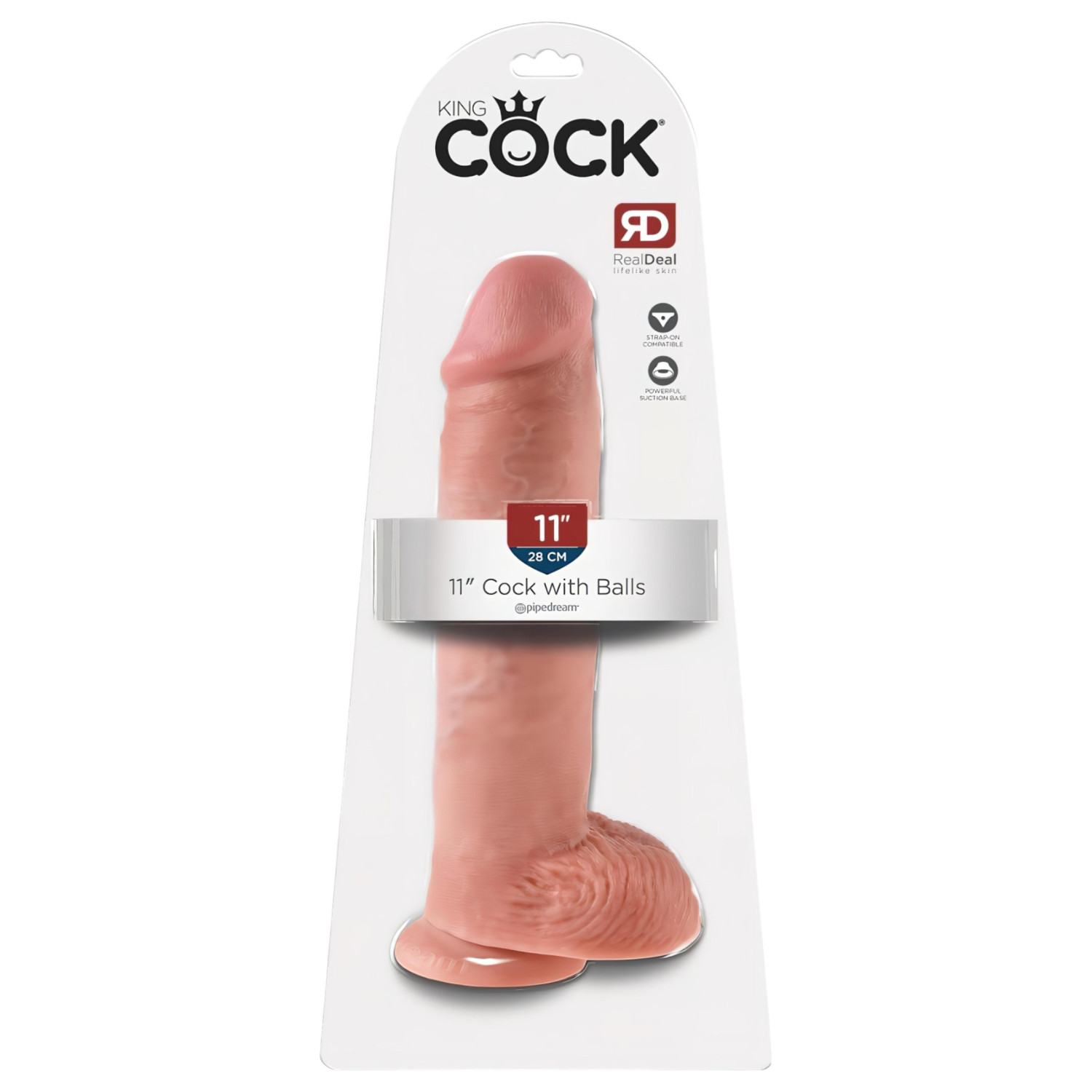 King Cock 11 - realistický dildo s prísavkou a semenníkmi - 28 cm - telová farba
