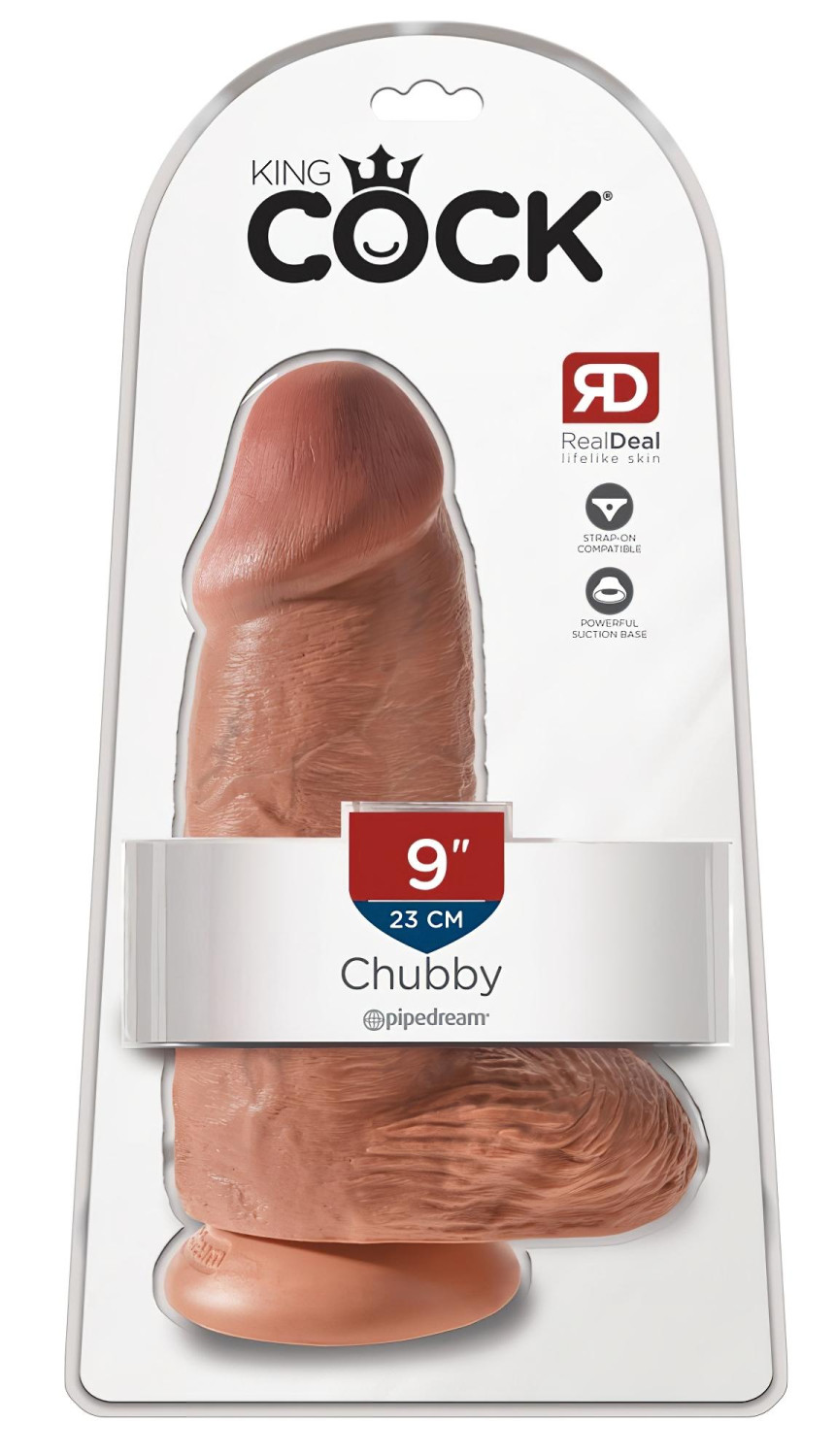 King Cock - realistický dildó s prísavkou - 23 cm - tmavá farba