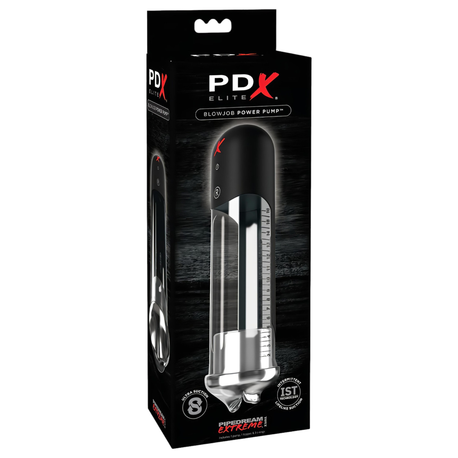 PDX Blowjob - automatická vákuová pumpa na penis s ústami - čierna