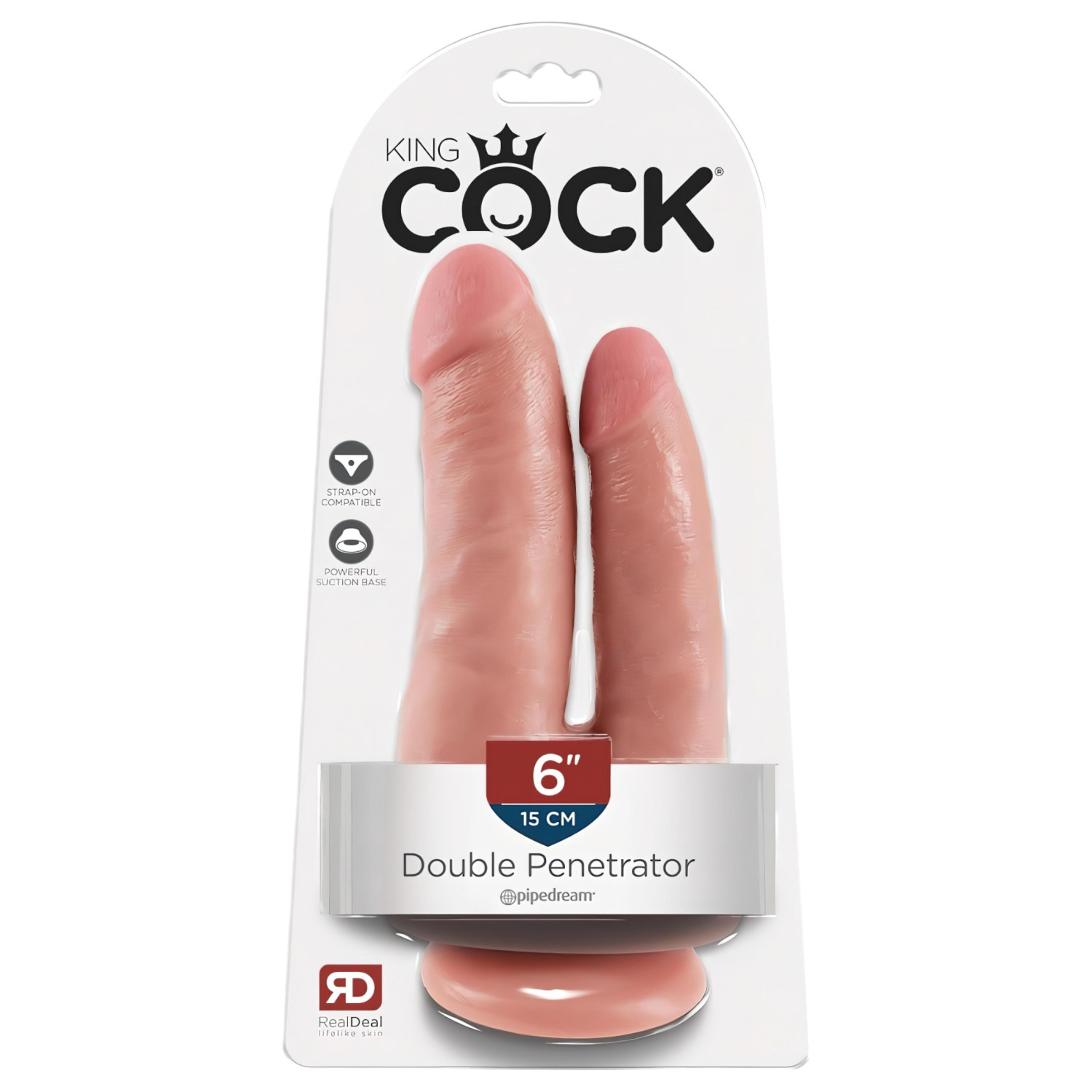 King Cock Double Penetrator - realistické dvojité dildo (prírodné)