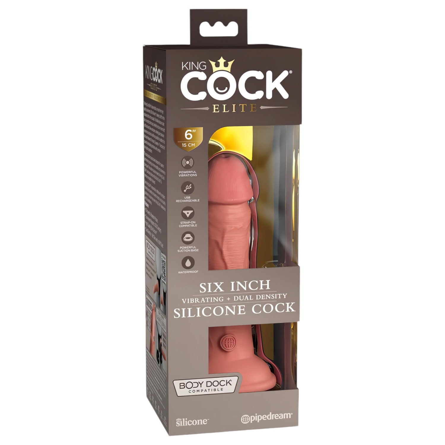 King Cock Elite - vibrátor s prísavkou - 15 cm - naturálny