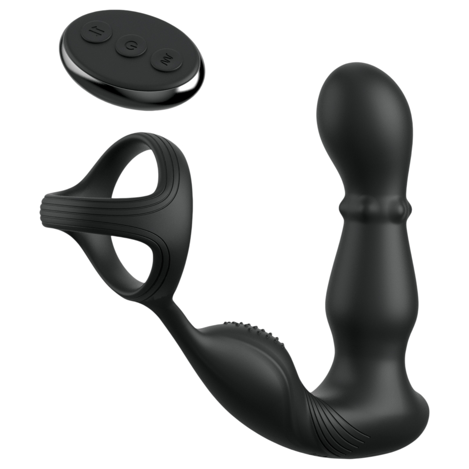 Anal Fantasy - análny vibrátor s rotujúcou hlavou a krúžkom na penis - čierny