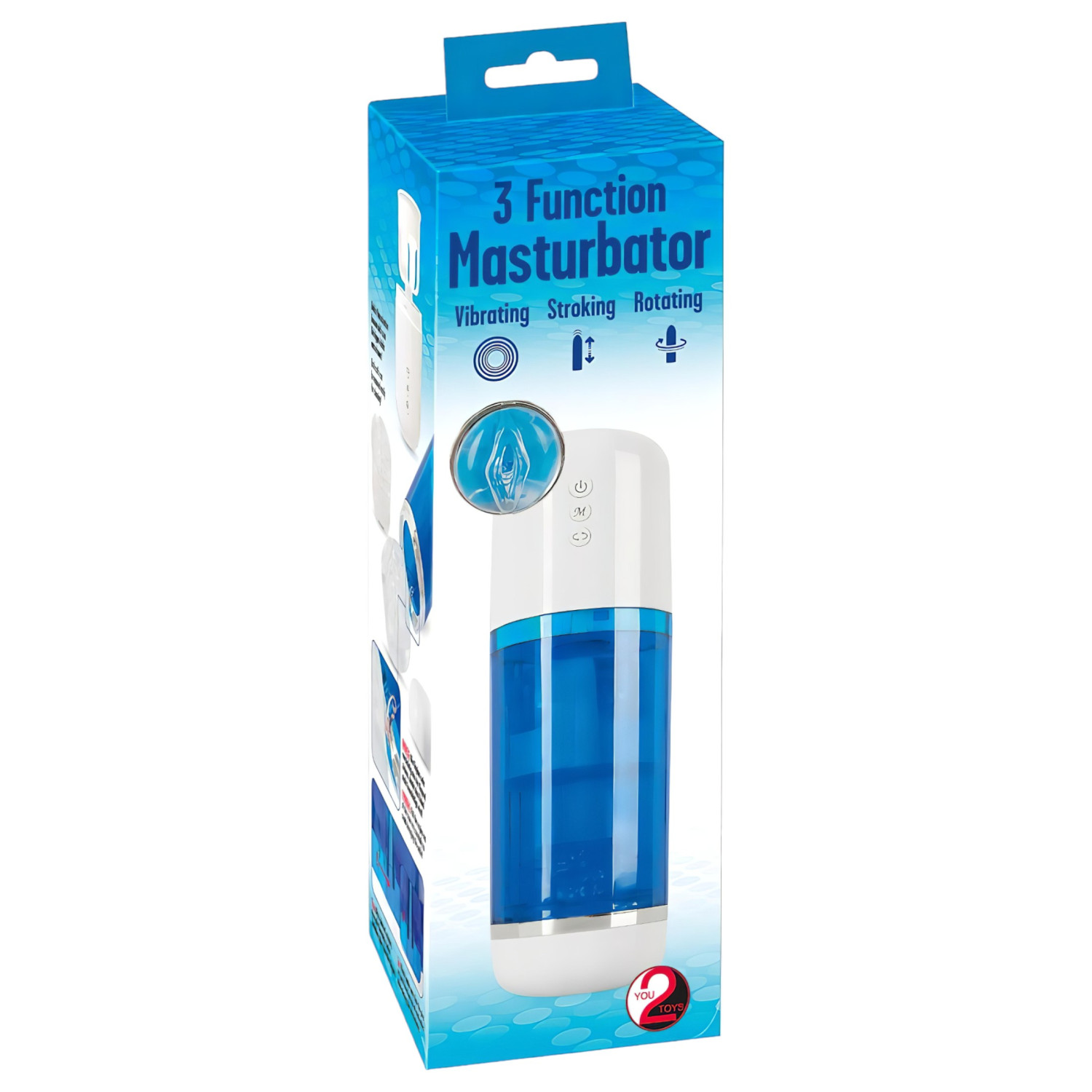You2Toys - automatický masturbátor s rotáciou a tlakom - modro-biely