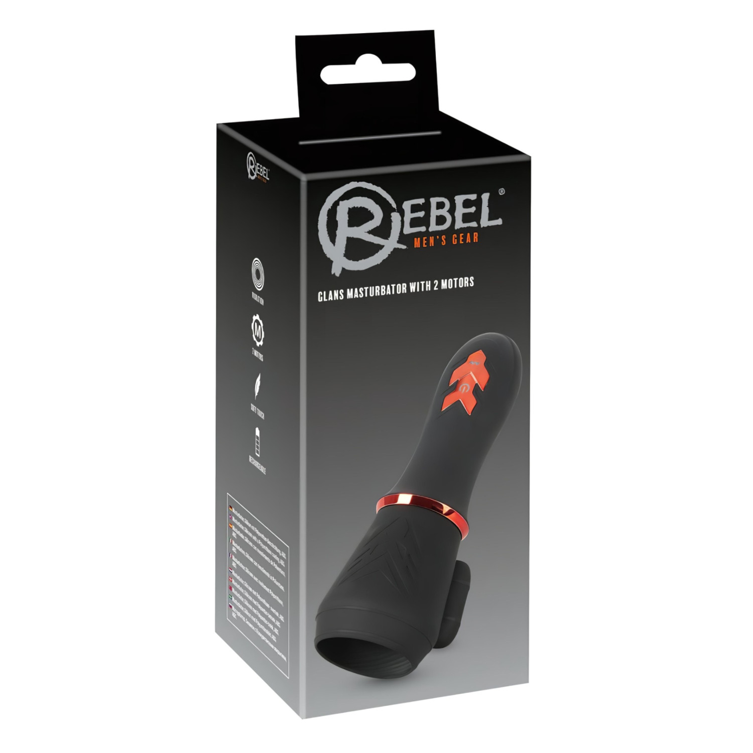 Rebel - vibračný stimulátor penisu s 2 motormi - čierny - nabíjateľný