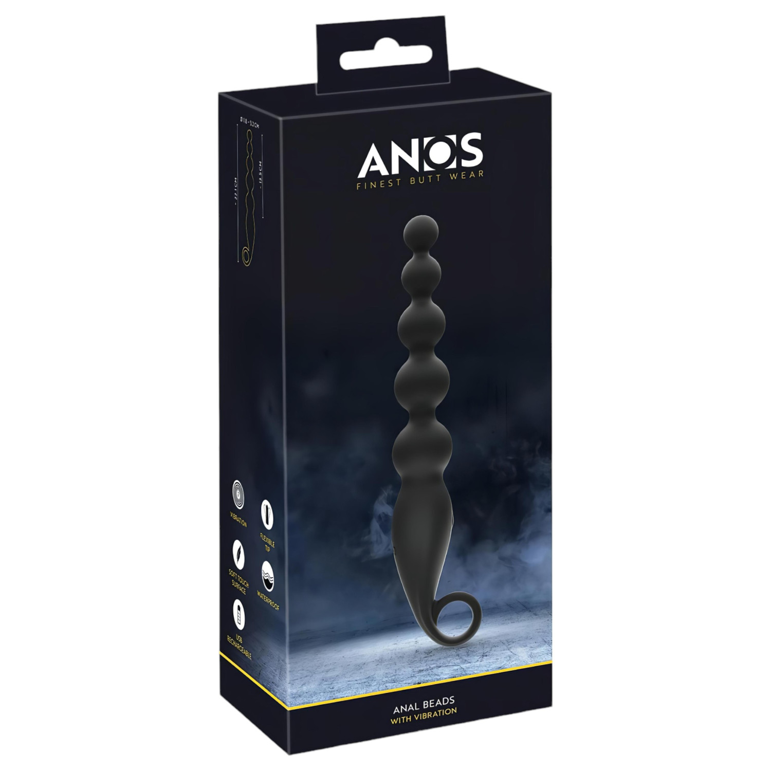 ANOS - análne guličky - vibrátor s korálkami - čierny