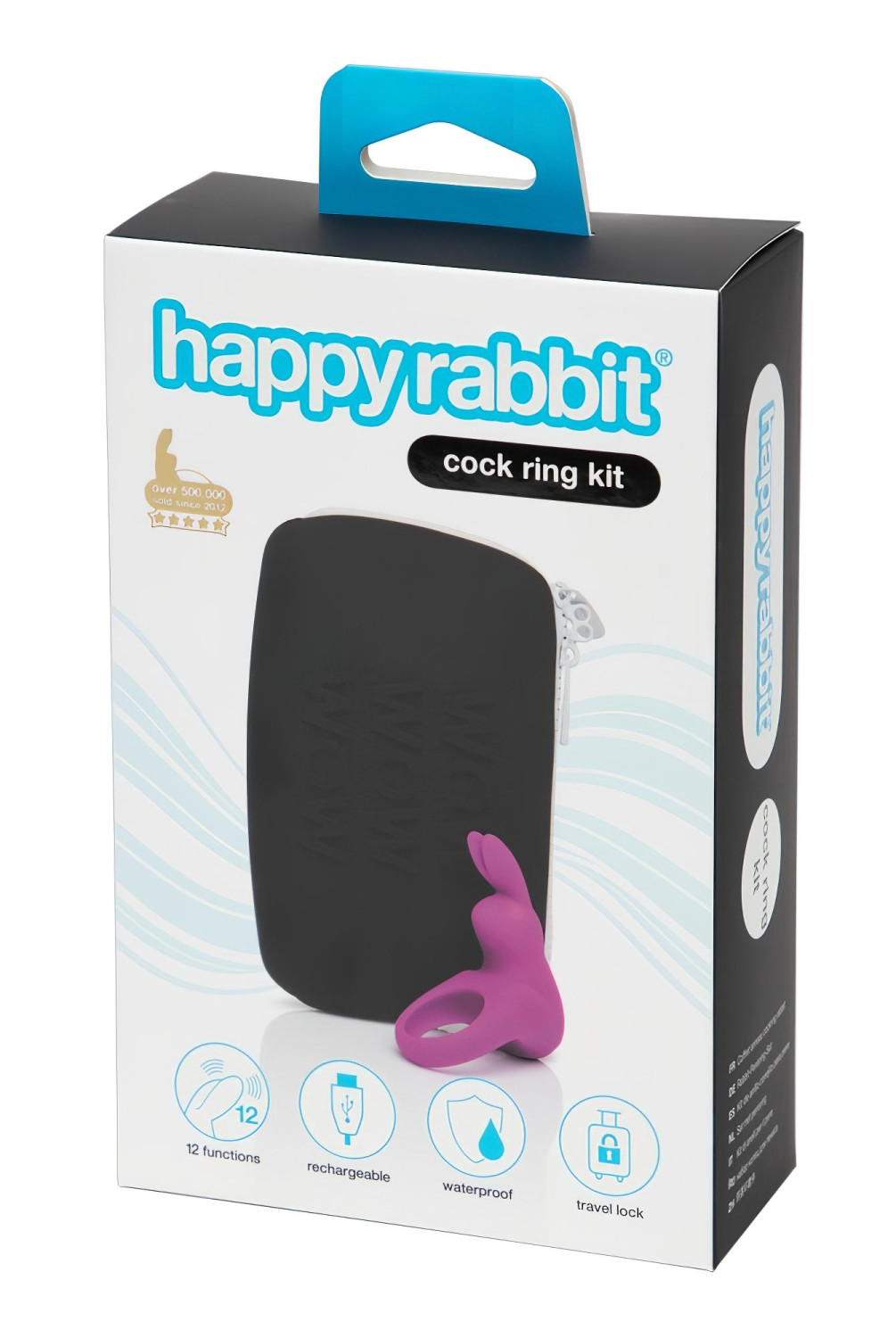 Happyrabbit - vibračný erekčný krúžok so zásobníkom - silikón fialový