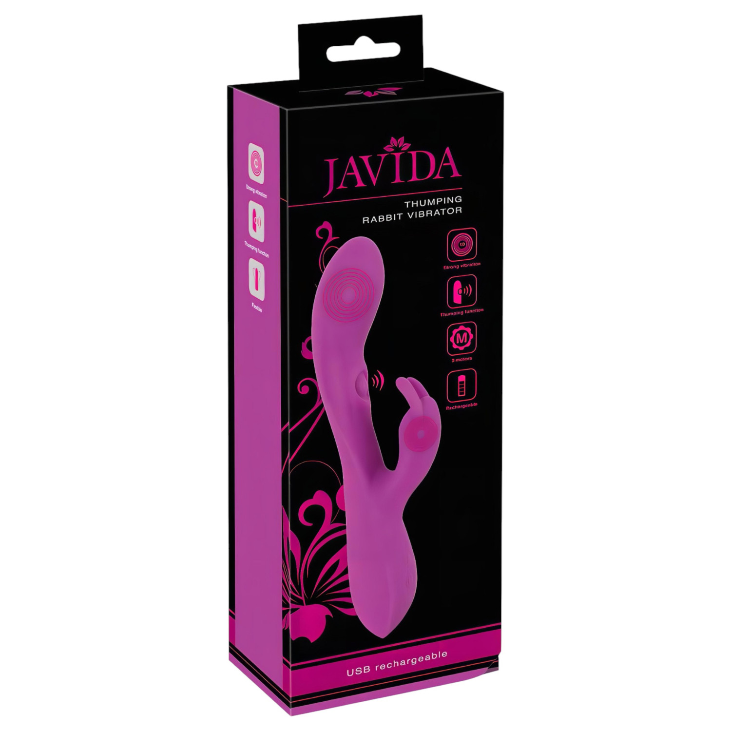 Javida Thumping Rabbit - vibrátor s 3 motormi a stimulátorom klitorisu - fialový
