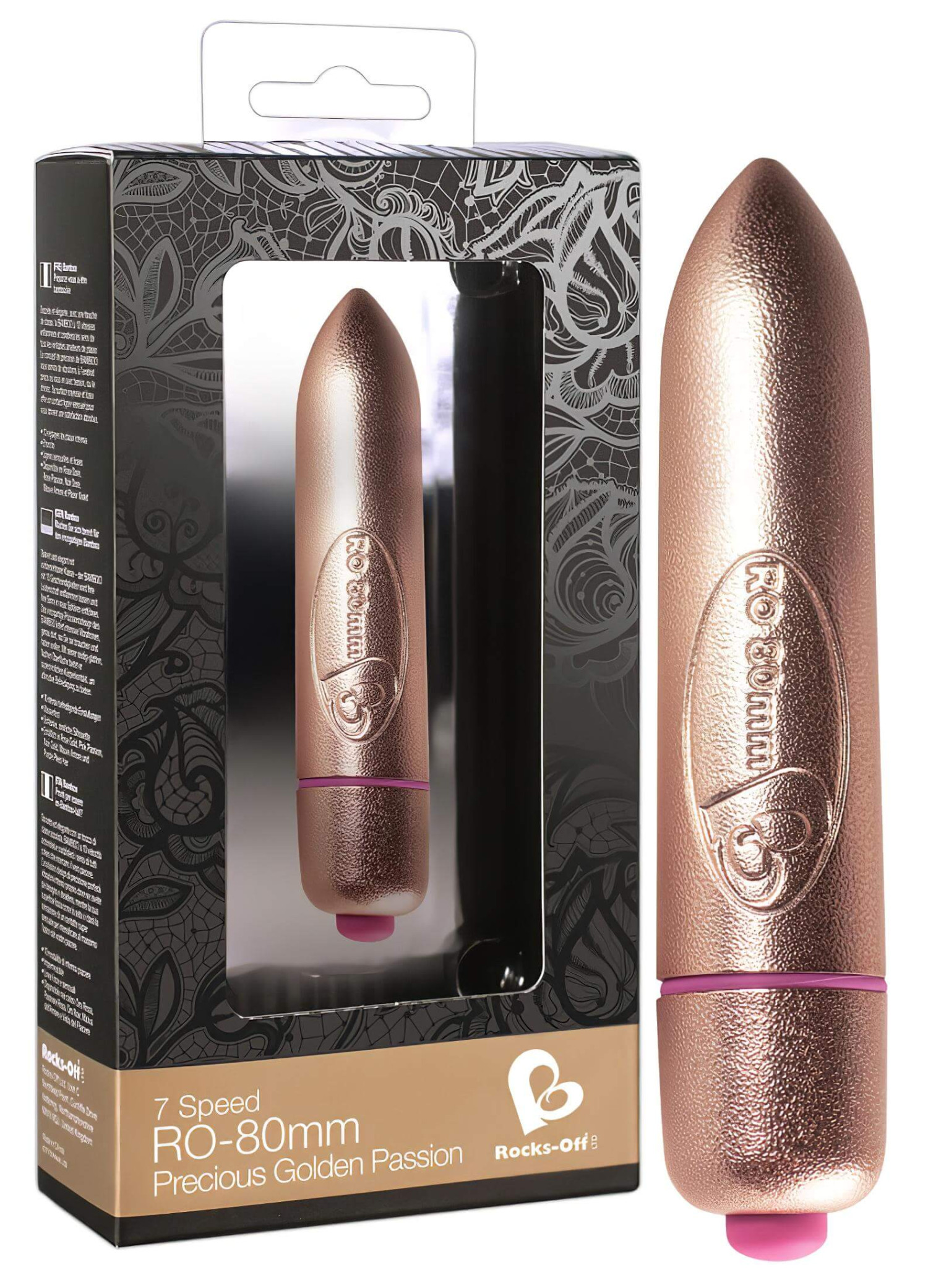 RO-80mm - mini vibrátor v tvare rúžu - 7 režimov - zlatý