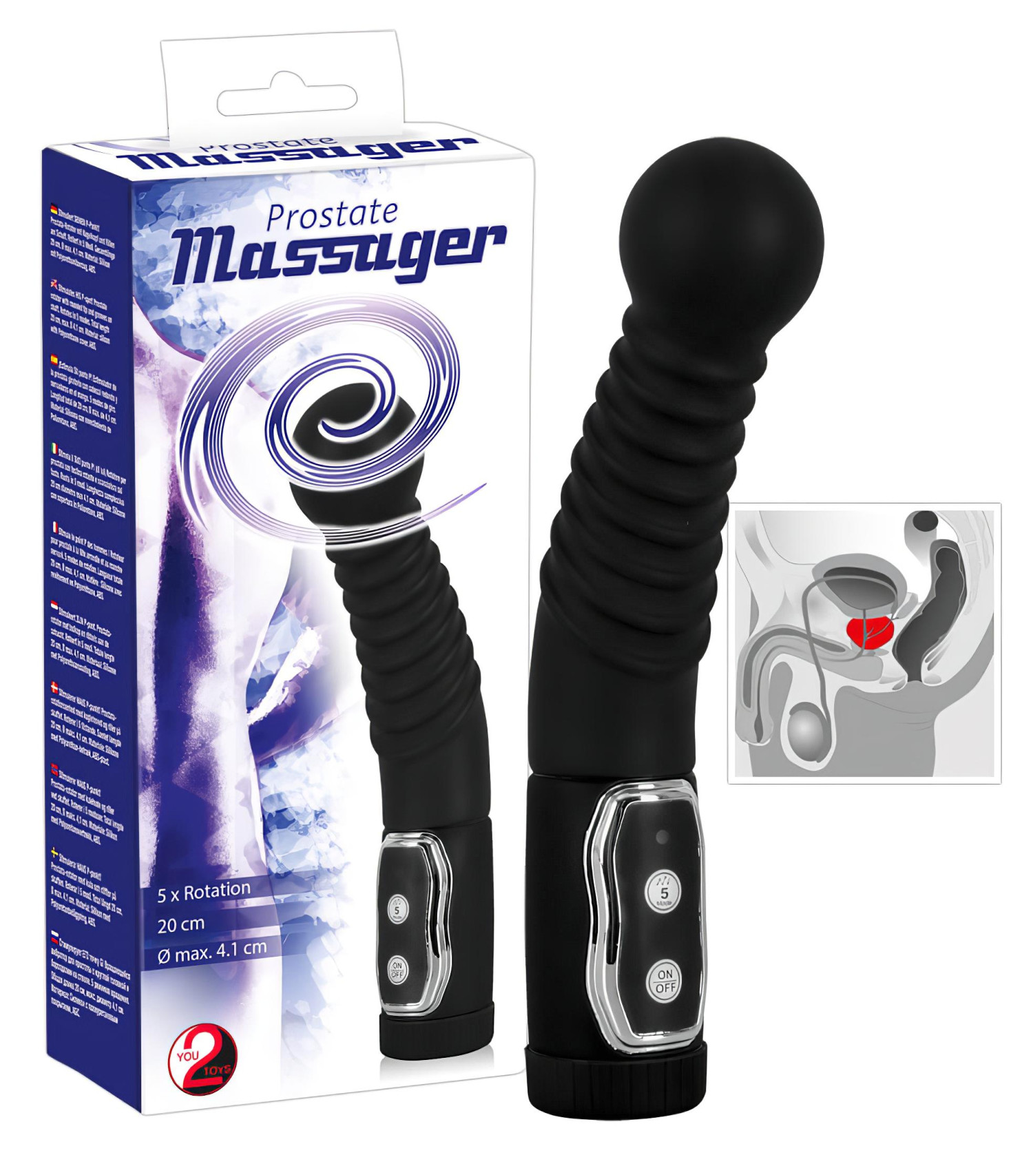 You2Toys - Rotačný prostata vibrátor (čierny)