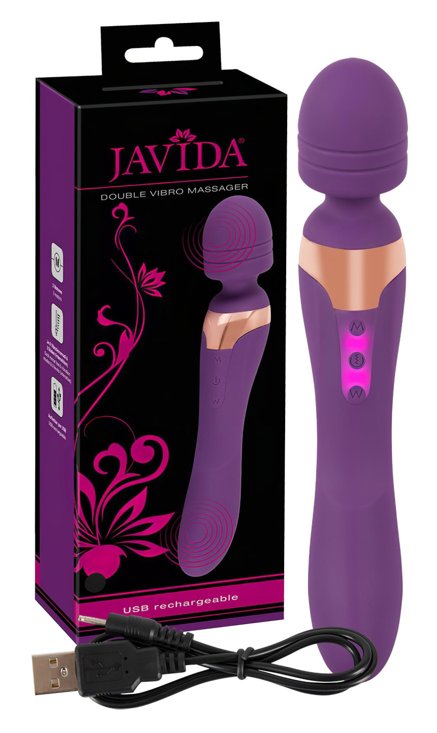 Javida Double - vibrátor s masážou - fialový