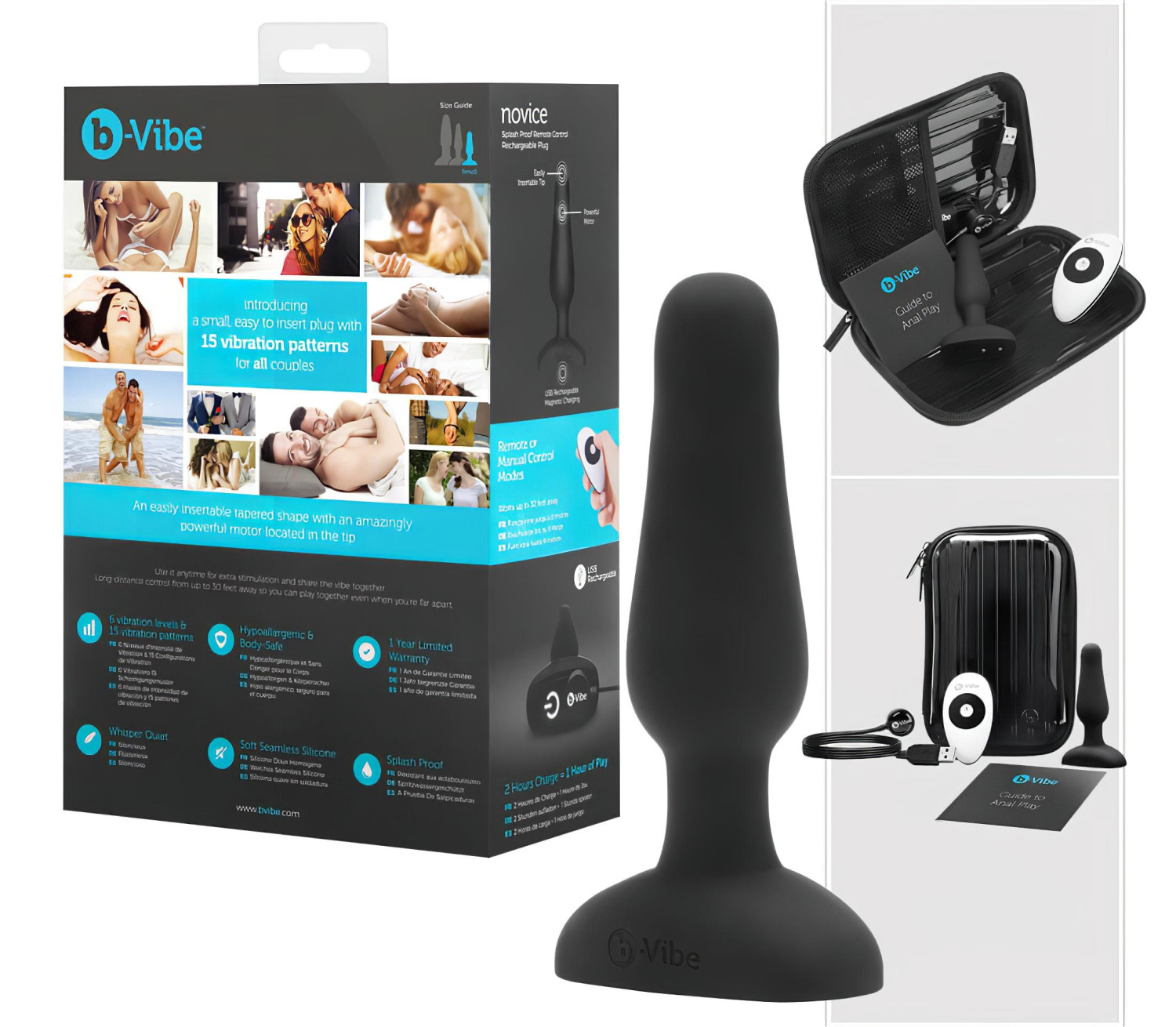 b-Vibe Novice - začiatočnícky análne vibrátor (čierny)