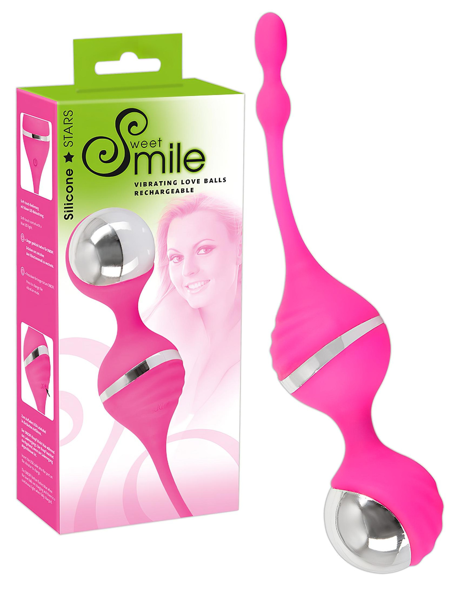 SMILE - vibračná venušina guľa - vibrácie - ružová