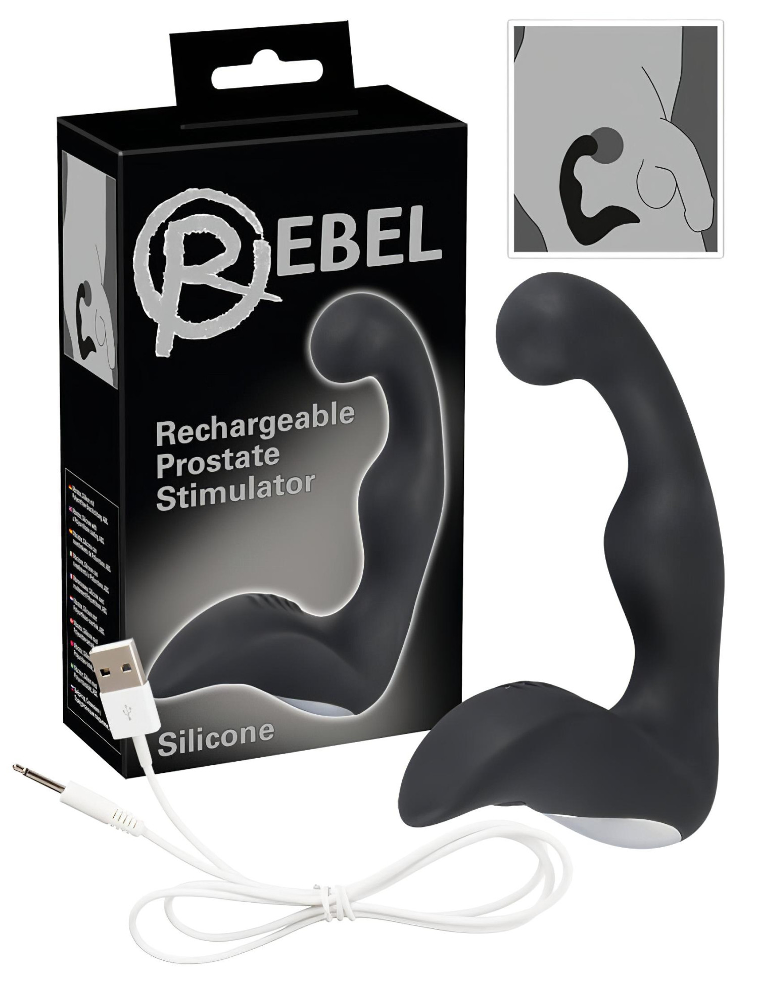 Rebel - akumulátorový prostatický vibrátor (čierny)