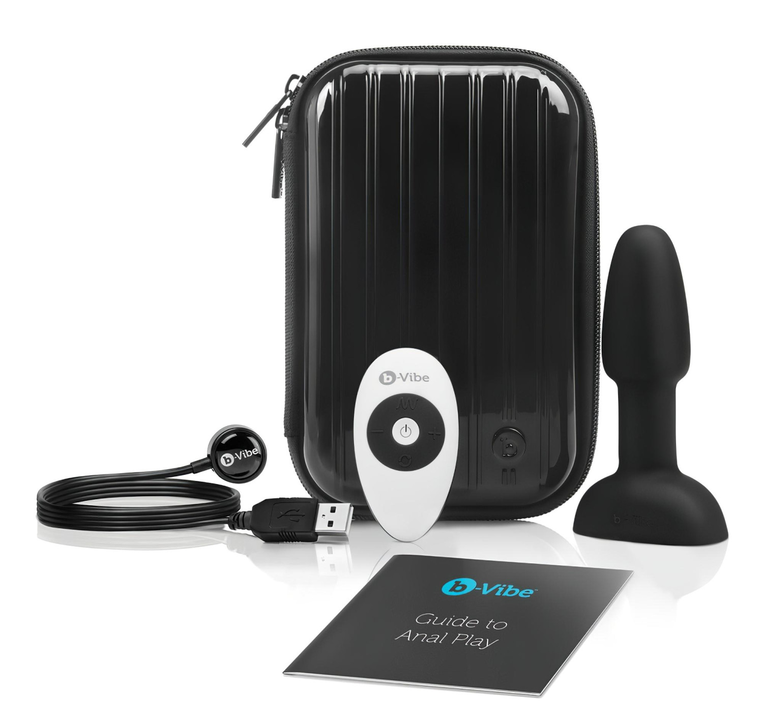 b-Vibe Rimming - análny vibrátor s rotujúcimi guličkami - čierny