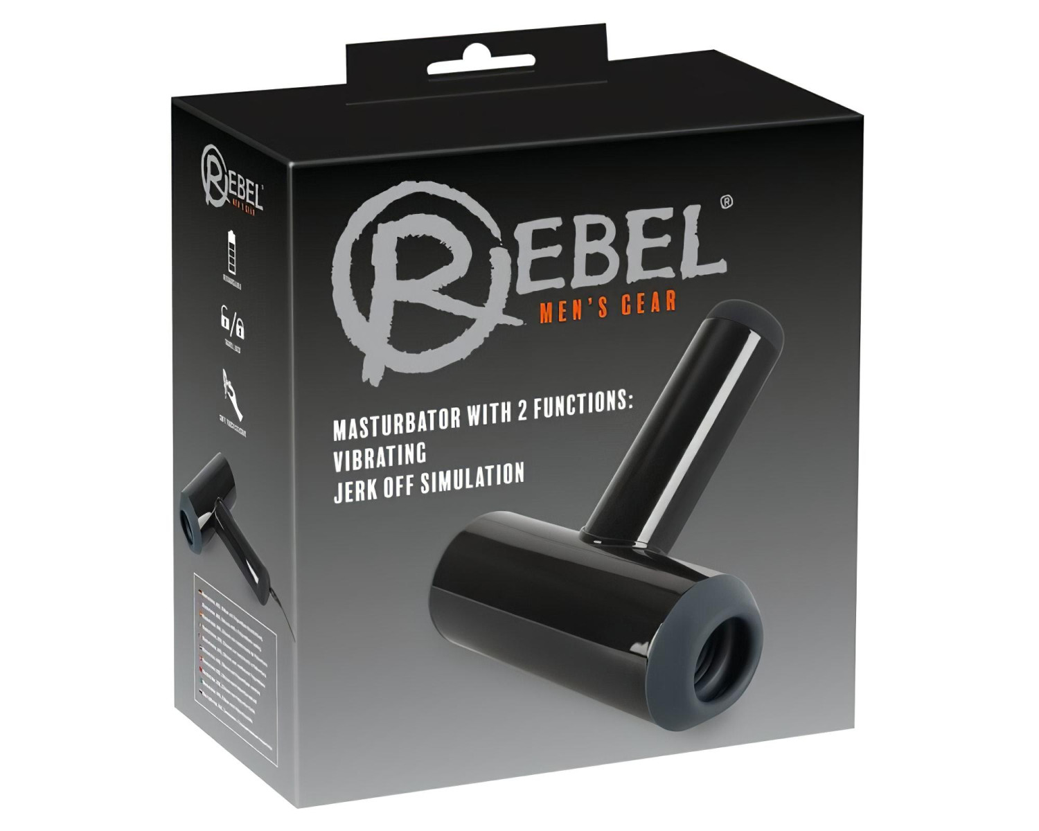 Rebel - nabíjateľný pohybujúci sa vibrátor pre mužov (čierny)