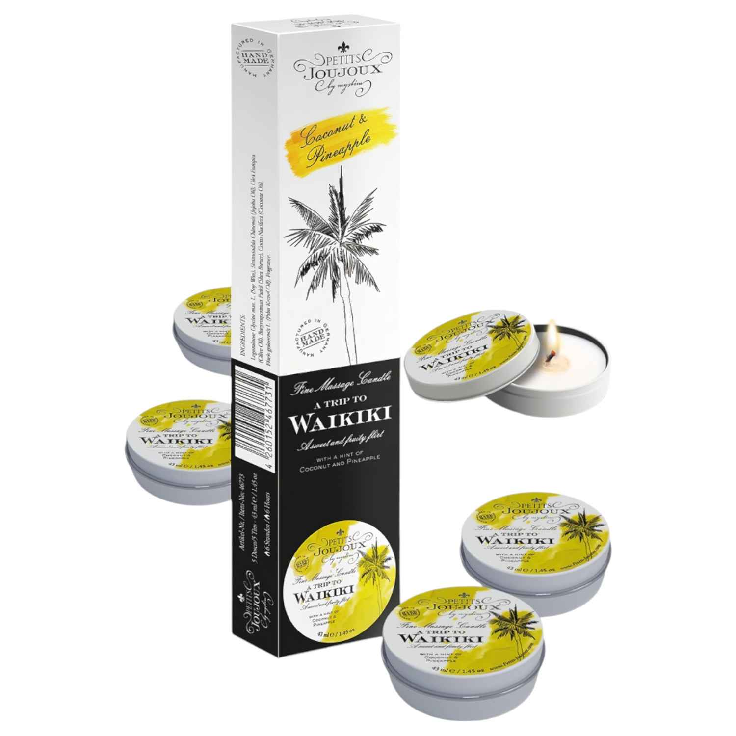 Petits Joujoux - masážna sviečka - kokos ananás - 5x43ml