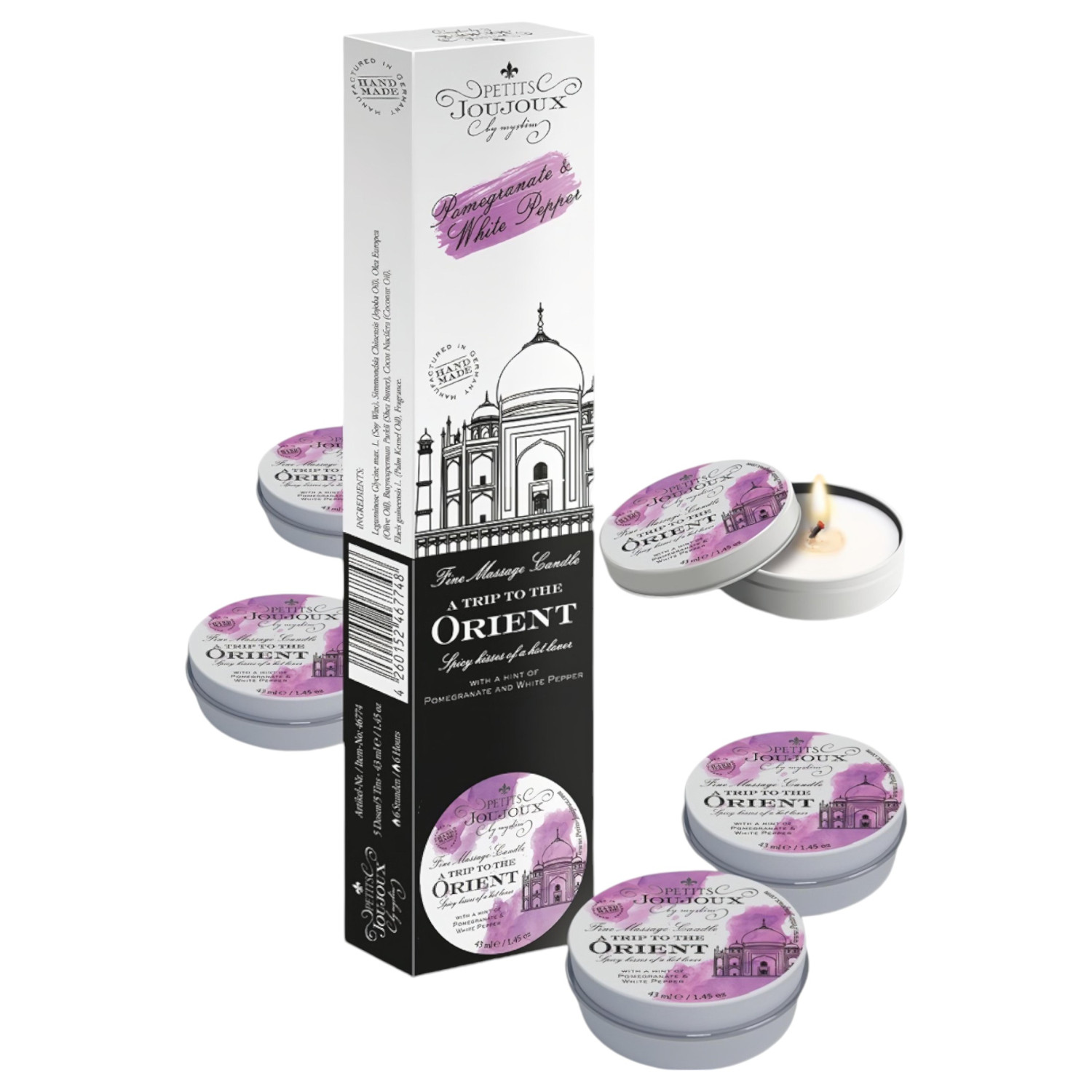 Petits Joujoux - masážna sviečka - granátové jablko biely korenie (5x43ml)
