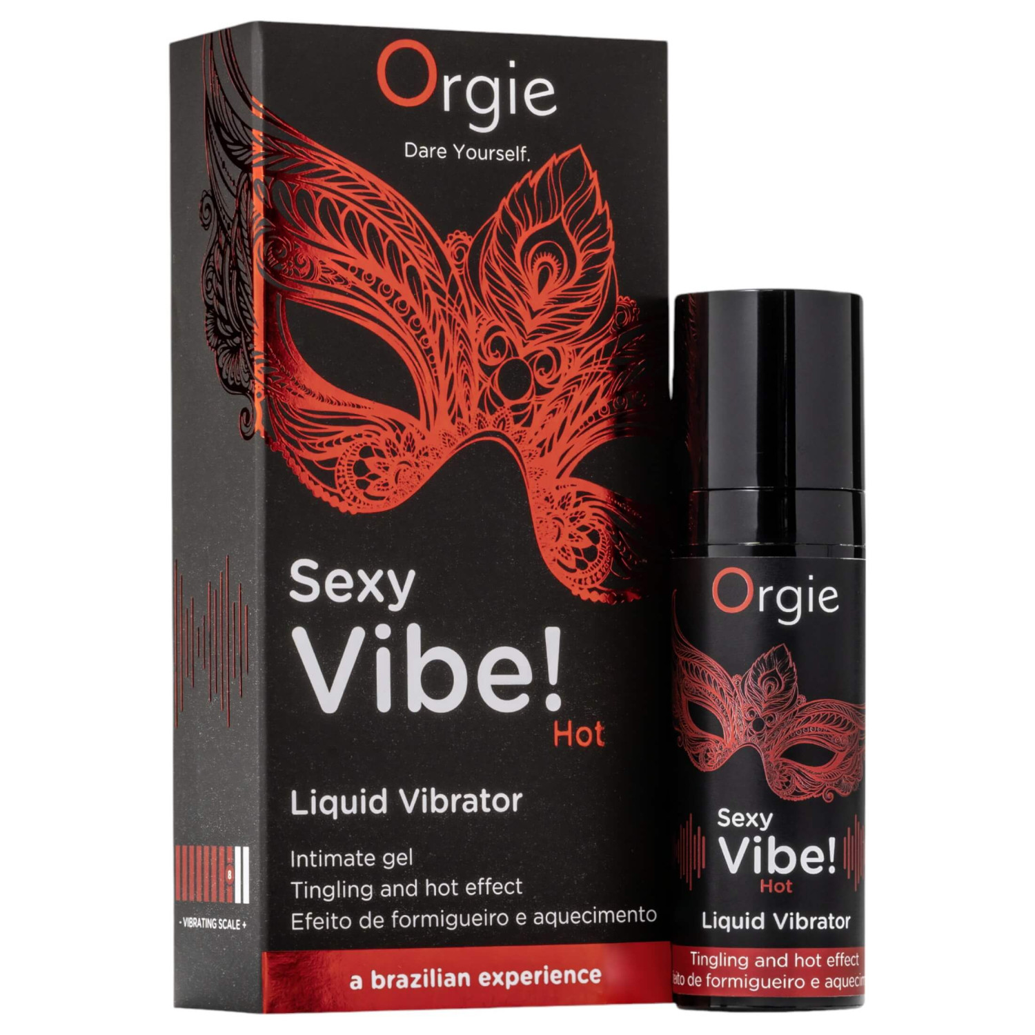 Orgie Sexy Vibe HOT - jahodový ohrievací tekutý vibrátor (15ml)