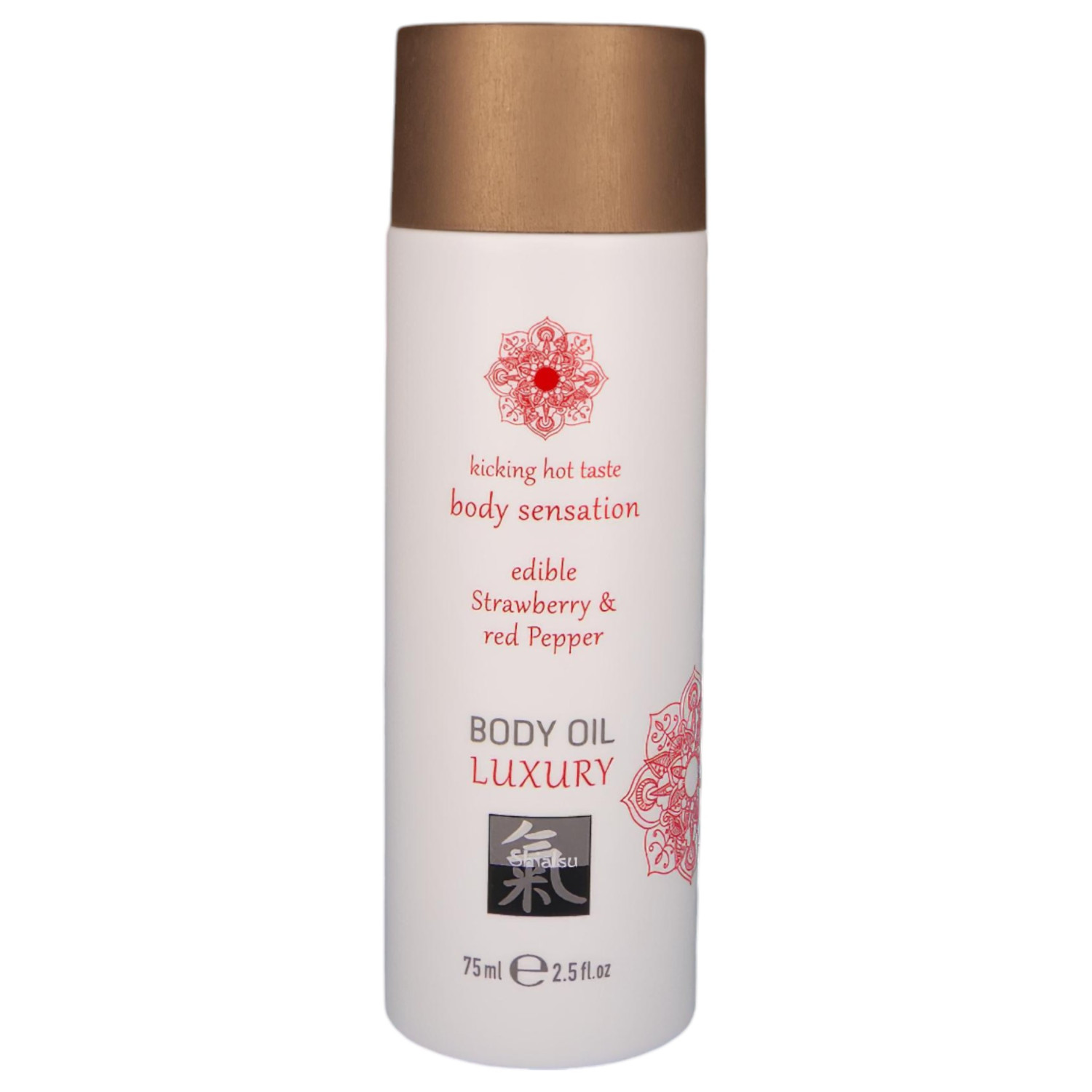 Shiatsu Luxury - jedlý masážny olej - jahoda a červené korenie - 75ml