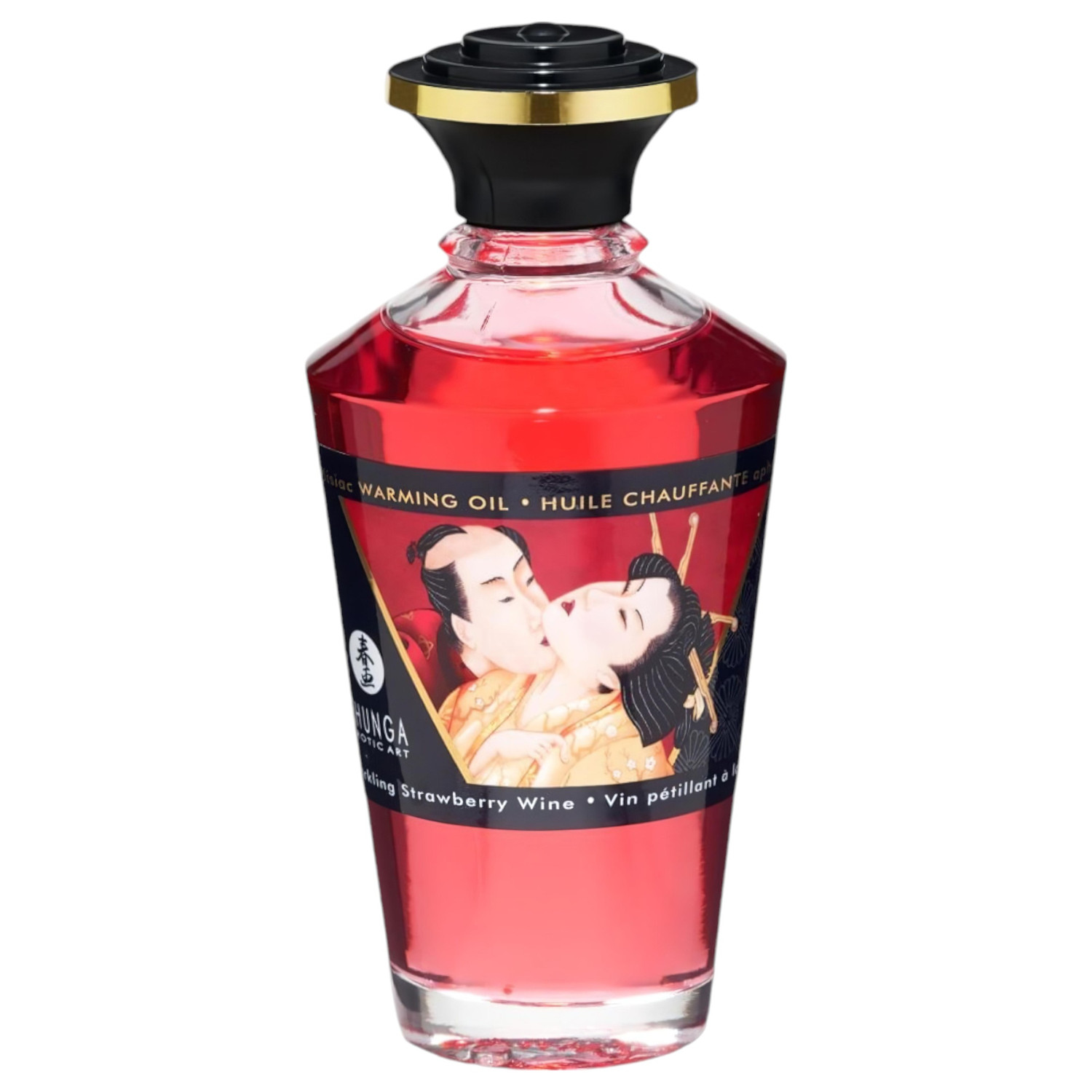 Shunga - masážny olej s hrejivým efektom - šampanské jahoda 100ml