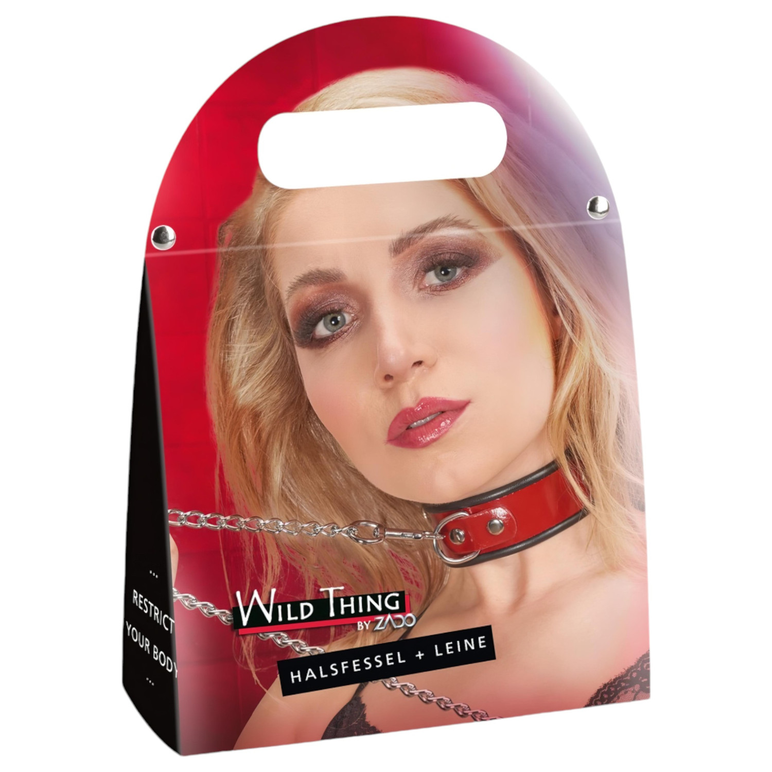 ZADO - kožený obojok a vodítko (červený)