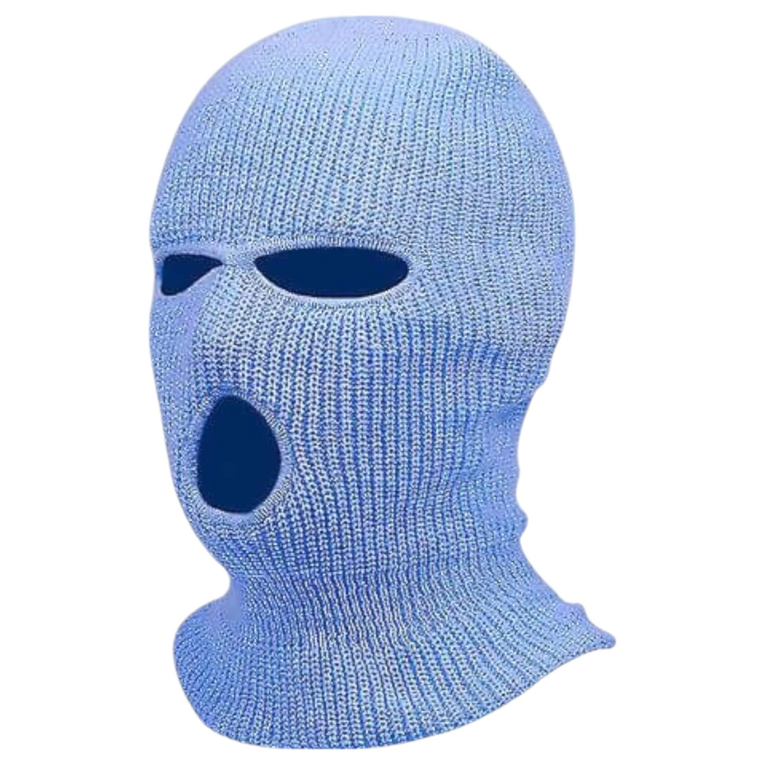 Balaclava - erotická kukla s 3 otvormi - pletená - modrá