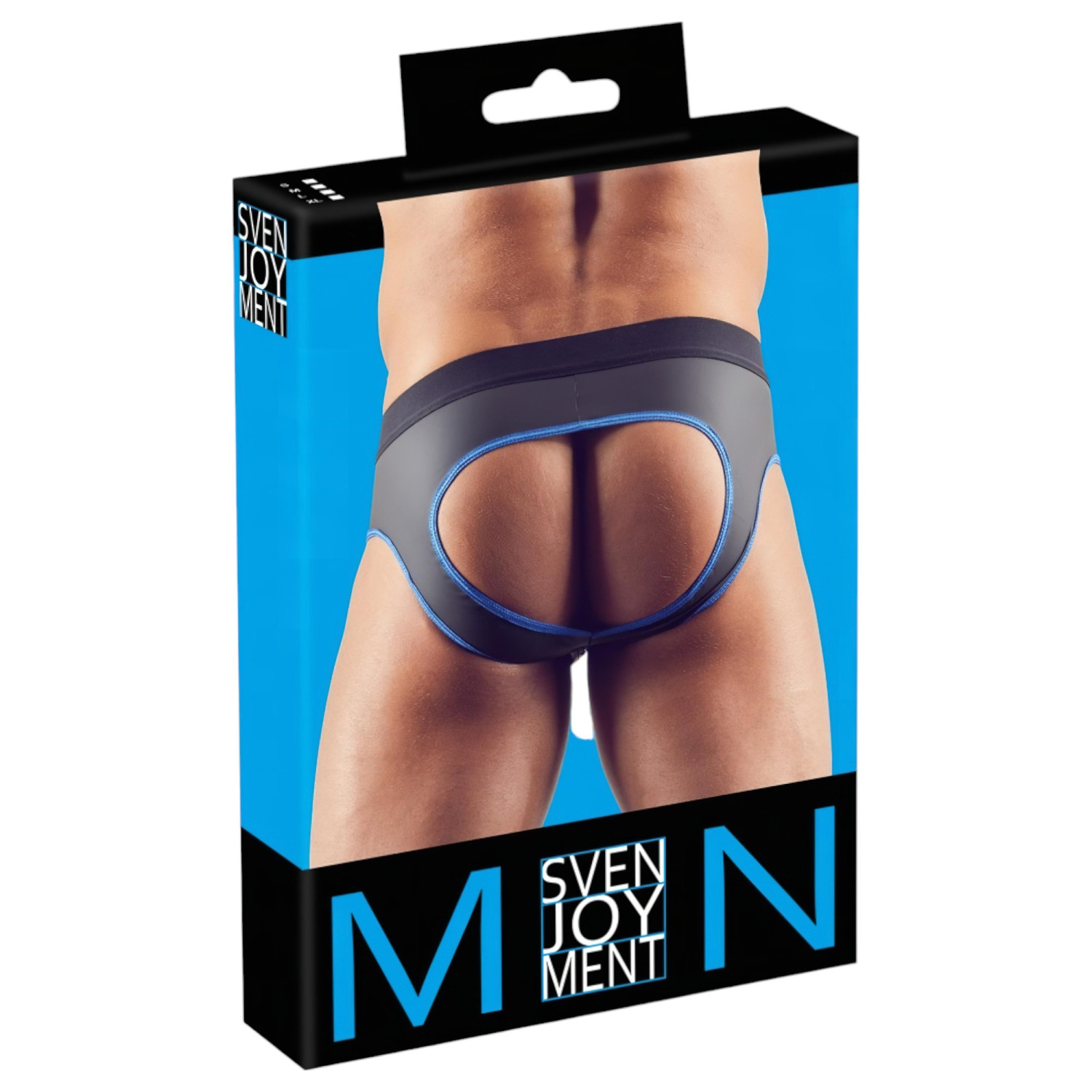Svenjoyment - pánske otvorené jockstrap slipy - čierna/modrá - L